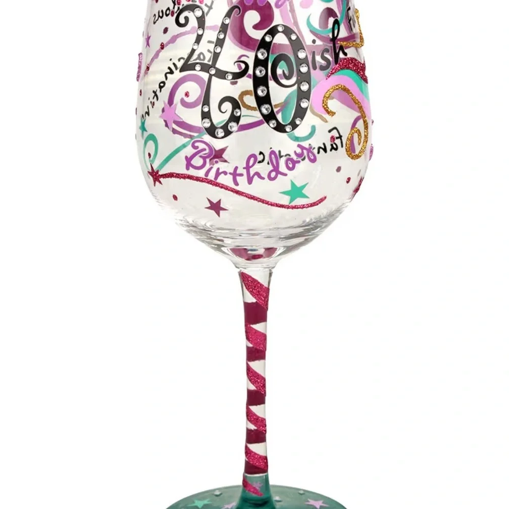 Top Shelf 40-ish Birthday Novelty Wine Glass (15oz)